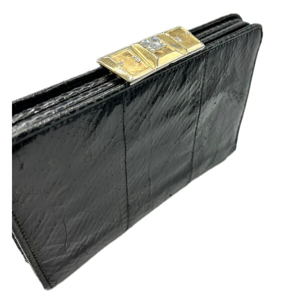 1960's Black Snakeskin Evening Bag - Picture 4 of 6